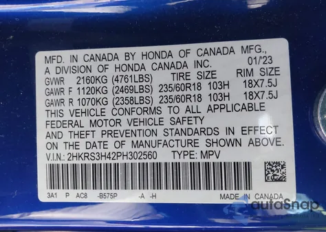 2023 Honda Cr-V Ex 2Wd from USA, damaged, VIN 2HKRS3H42PH302560